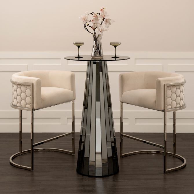 Çağdaş Salon için Modern Aynalı Daireli Cam Kahve Masası 64x64 5