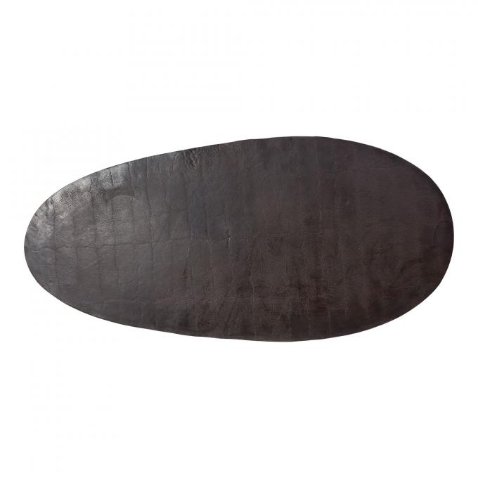 Modern Metal Üst Cam Oval Kahve Masası Paslanmaz Çelik Bacaklı Kahverengi 3