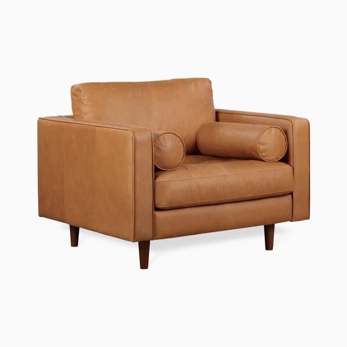 Modern Kadife Kol Deri Sandalye Ottoman tabure ile Lounge Sandalye 0