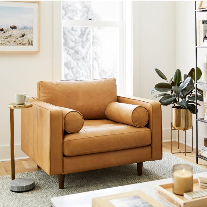 Modern Kadife Kol Deri Sandalye Ottoman tabure ile Lounge Sandalye 5