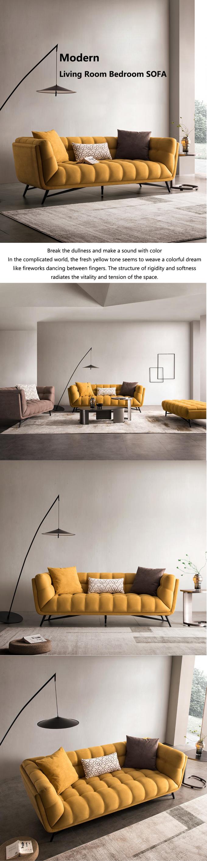 Tufted Bölümlü Sevgi Koltuğu Yatak Kanepe Yatak Çek Açık Sarı Kadife 1