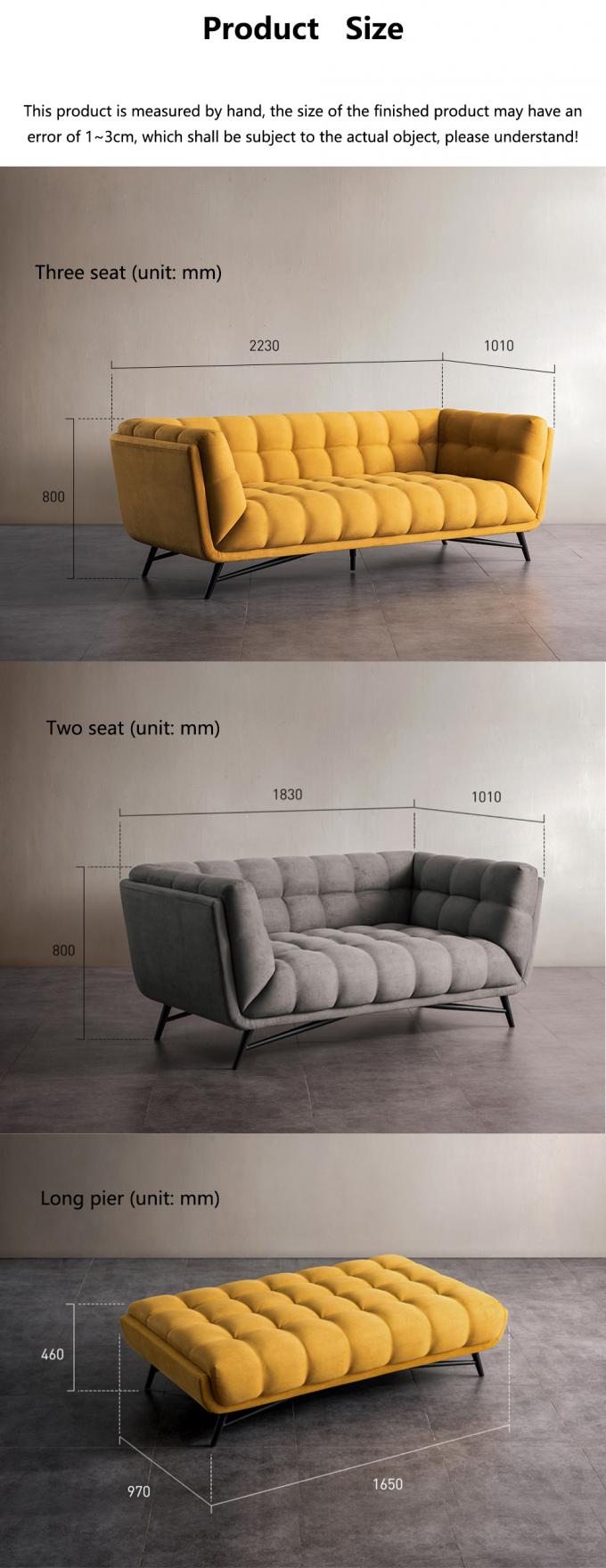 Tufted Bölümlü Sevgi Koltuğu Yatak Kanepe Yatak Çek Açık Sarı Kadife 4