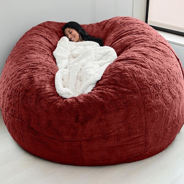 Dışarıdaki 7ft Giant Bean Bag Lounge Sandalye Yumuşak Sahte Kürk Kumaş EPS Doldur 5