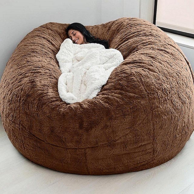Dışarıdaki 7ft Giant Bean Bag Lounge Sandalye Yumuşak Sahte Kürk Kumaş EPS Doldur 8