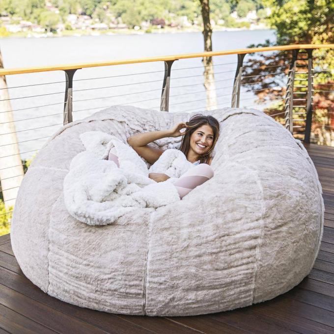 Dışarıdaki 7ft Giant Bean Bag Lounge Sandalye Yumuşak Sahte Kürk Kumaş EPS Doldur 9