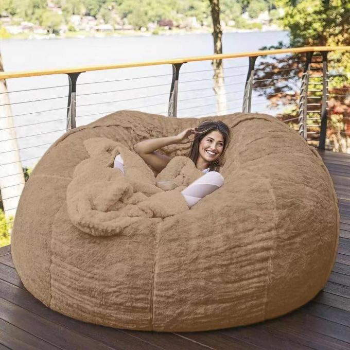 Dışarıdaki 7ft Giant Bean Bag Lounge Sandalye Yumuşak Sahte Kürk Kumaş EPS Doldur 10