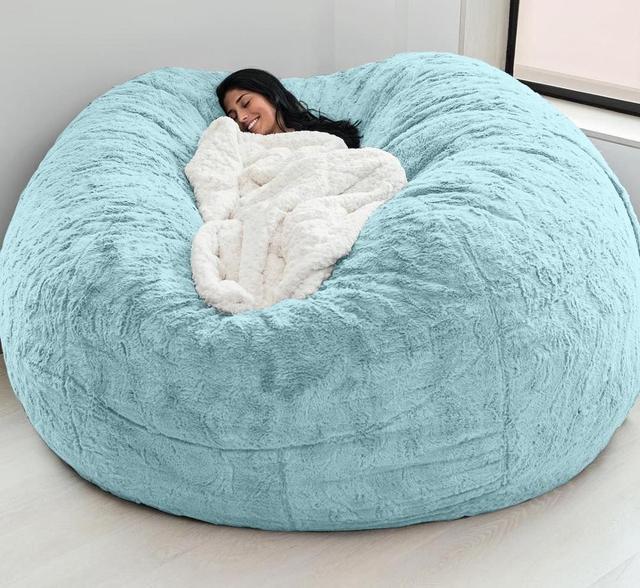 Dışarıdaki 7ft Giant Bean Bag Lounge Sandalye Yumuşak Sahte Kürk Kumaş EPS Doldur 12