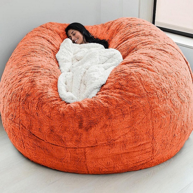 Dışarıdaki 7ft Giant Bean Bag Lounge Sandalye Yumuşak Sahte Kürk Kumaş EPS Doldur 13