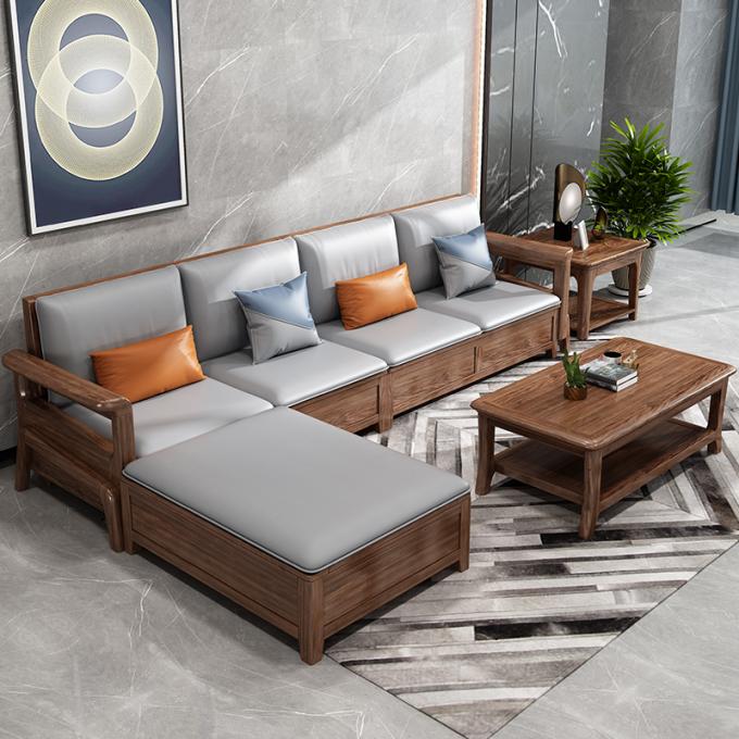 Teak Katı Ahşap 7 kişilik Kanepe Set Modüler Lounge Deri Taşlı 3