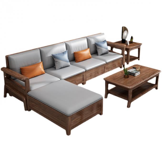Teak Katı Ahşap 7 kişilik Kanepe Set Modüler Lounge Deri Taşlı 4