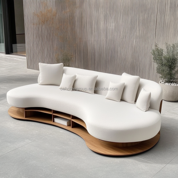 Eğri Modüler Düğüm Kumaş Dekor Sofa Konforlu Bölümlü Zemin Köşe Sofa Mobilya Modern Oturma Odası Seti 3
