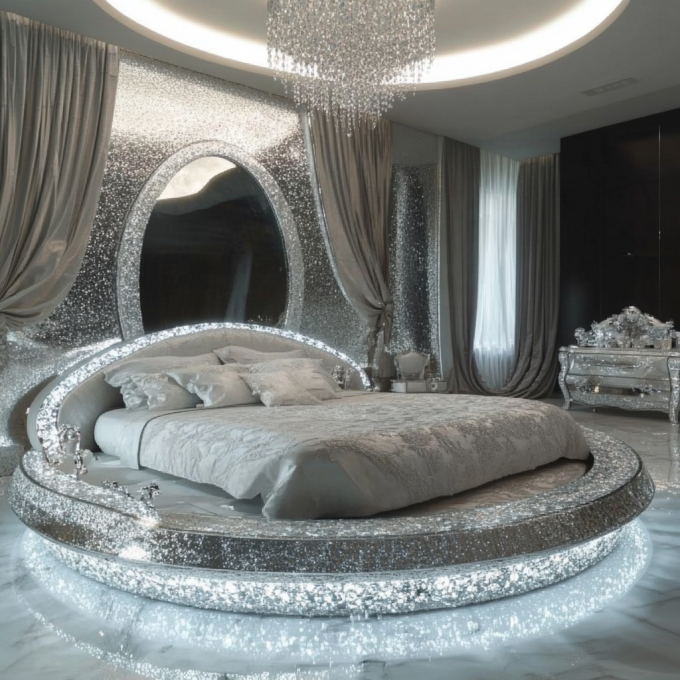 Queen Size Aynalı Modern Tarzı Yatak Seti Modern Aynalı Yatak Oda Mobilyaları En Son Aynalı Tasarımla 3
