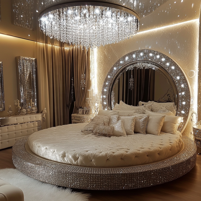 Queen Size Aynalı Modern Tarzı Yatak Seti Modern Aynalı Yatak Oda Mobilyaları En Son Aynalı Tasarımla 6