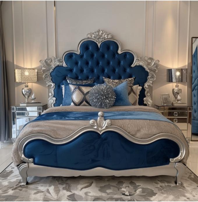 King Size Aynalı Başlıklı Zarif Klasik Yatak Odası Mobilya Takımı ve Modern MDF Malzeme 1