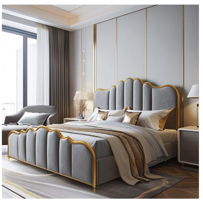 Salon Modern Deri Master Yatak Çift Yatak Katı Ahşap Depolama İtalyan Deri Yatak Çerçevi Ev Otel Daire Mobilyaları 3