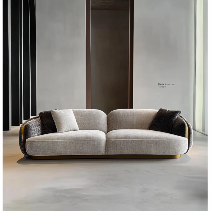 Modern Minimalist Lüks Ahşap Kanepe Set Yarım Daire Tasarımcı Yuvarlak Eğri Kanepe Yemek İçin Yaşama Atölyesi 2