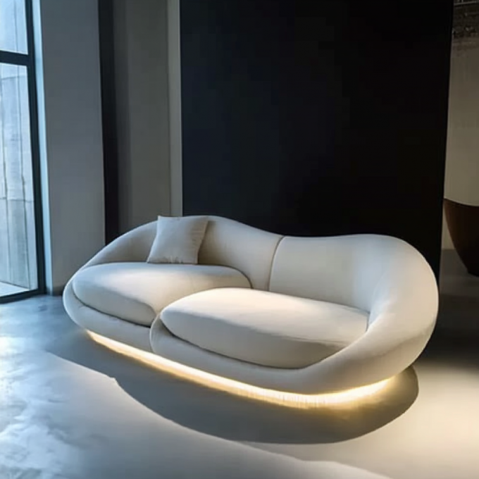 Modern Minimalist Lüks Ahşap Kanepe Set Yarım Daire Tasarımcı Yuvarlak Eğri Kanepe Yemek İçin Yaşama Atölyesi 6