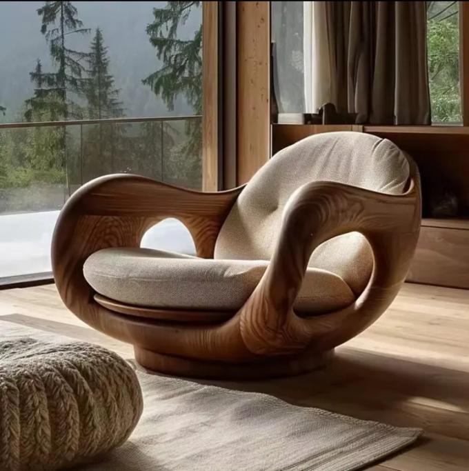 Otel Çekiliş Tipi 1 İtalyan tarzı Katı Ahşap Tek Kanepe Sandalye Yaratıcı Convertible Birinci Sınıf Kabin Log Tasarımı 6