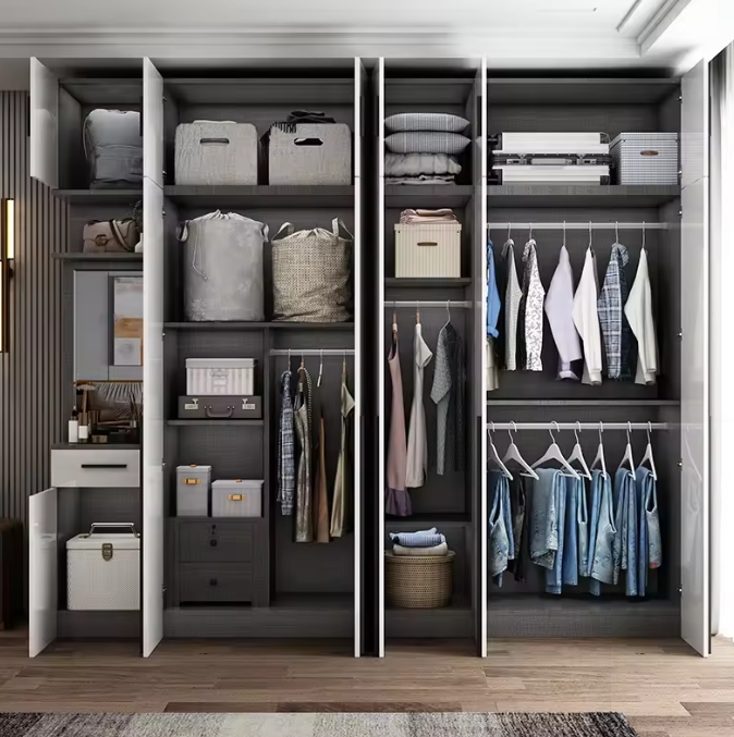 Özelleştirilmiş Modern 2 Kapılı MDF Ahşap Yatak Odası Gardırobu Uzatılabilir Fonksiyonel 2