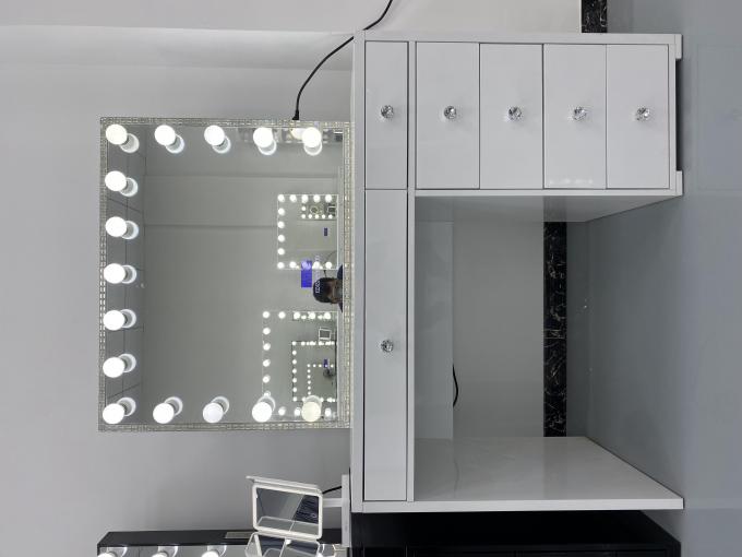 Y Paketleme Modern Tuvalet Masası Işıklı Ayna Yatak Odası Makyaj Masası Makyaj Masası Masaüstü Led Aynalar Seti Çekmeceli Şifonyerler 7