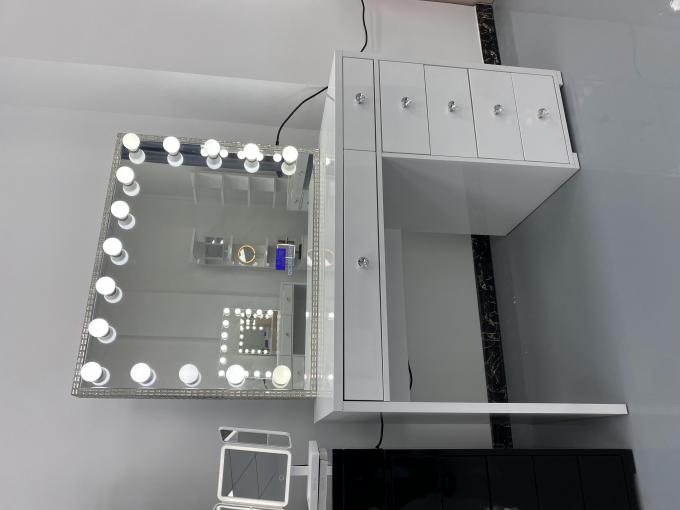Y Paketleme Modern Tuvalet Masası Işıklı Ayna Yatak Odası Makyaj Masası Makyaj Masası Masaüstü Led Aynalar Seti Çekmeceli Şifonyerler 9