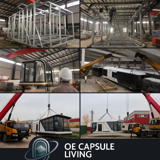 Modüler 7 Lüks Prefabrik Çelik Akıllı Küçük Uzay Kapsül Ev Prefabrik Kapsül Oda Otel Kapsül Ev Dış Mekan 30