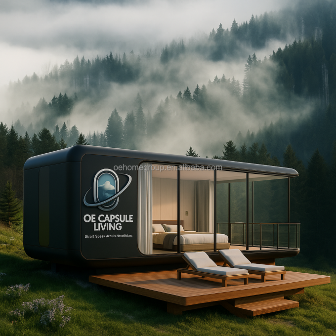 Lüks Prefabrik Modüler Evler Tatil Köyü Otel Rüzgar Geçirmez Elma Kabin Kapsül Ev 4