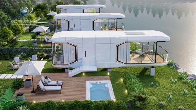 Lüks yatak odası oturma odası Modern Prefab Akıllı Küçük Uzay Kapsülü Mobil Modüler Konteyner Kapsül Evi Otel 1