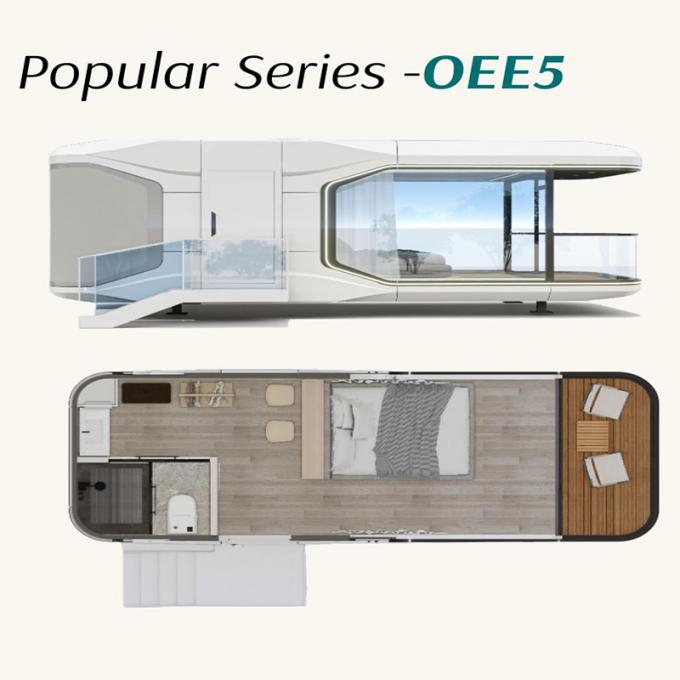 Lüks yatak odası oturma odası Modern Prefab Akıllı Küçük Uzay Kapsülü Mobil Modüler Konteyner Kapsül Evi Otel 4