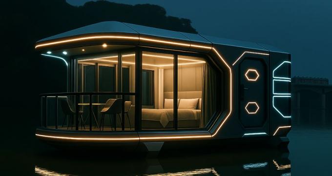 Lüks yatak odası oturma odası Modern Prefab Akıllı Küçük Uzay Kapsülü Mobil Modüler Konteyner Kapsül Evi Otel 9