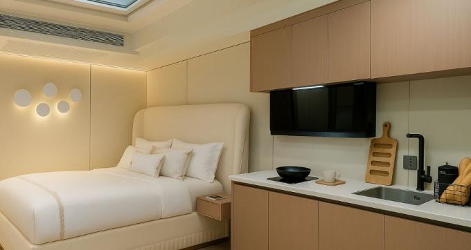 Lüks yatak odası oturma odası Modern Prefab Akıllı Küçük Uzay Kapsülü Mobil Modüler Konteyner Kapsül Evi Otel 8