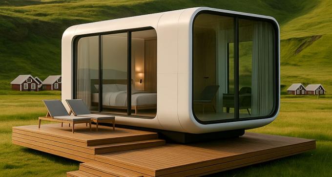 Lüks yatak odası oturma odası Modern Prefab Akıllı Küçük Uzay Kapsülü Mobil Modüler Konteyner Kapsül Evi Otel 11