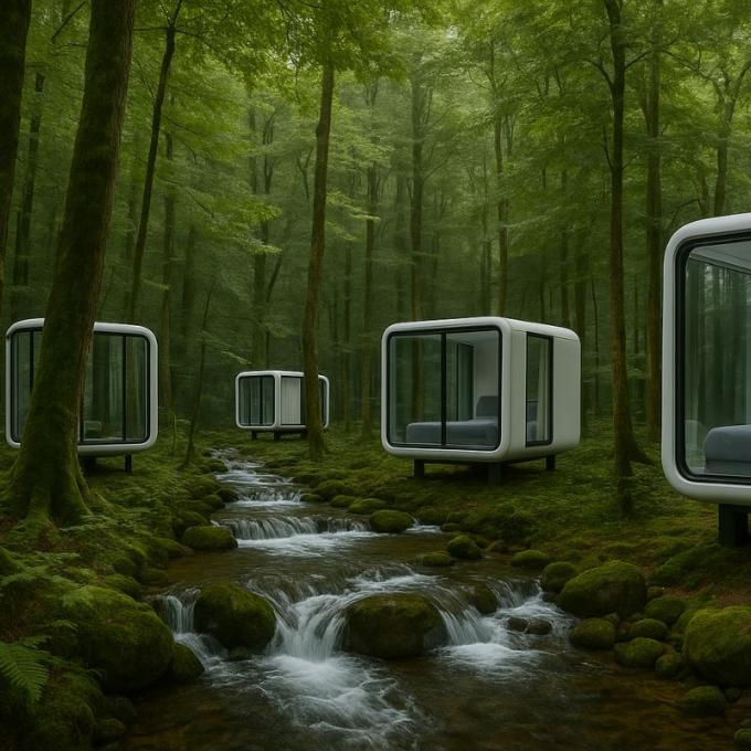 Lüks yatak odası oturma odası Modern Prefab Akıllı Küçük Uzay Kapsülü Mobil Modüler Konteyner Kapsül Evi Otel 15