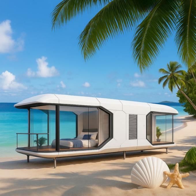 Lüks yatak odası oturma odası Modern Prefab Akıllı Küçük Uzay Kapsülü Mobil Modüler Konteyner Kapsül Evi Otel 14