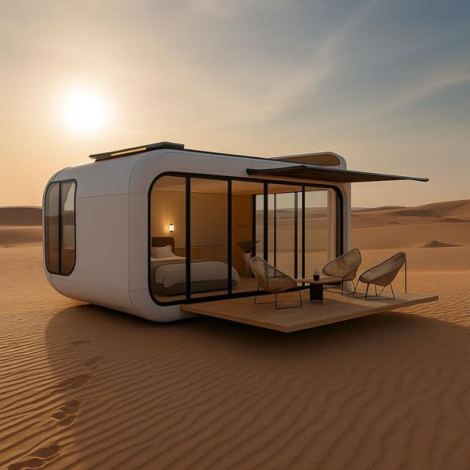 Lüks yatak odası oturma odası Modern Prefab Akıllı Küçük Uzay Kapsülü Mobil Modüler Konteyner Kapsül Evi Otel 16