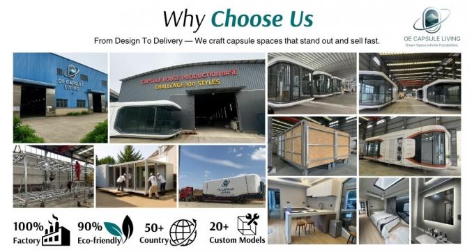 Lüks yatak odası oturma odası Modern Prefab Akıllı Küçük Uzay Kapsülü Mobil Modüler Konteyner Kapsül Evi Otel 20