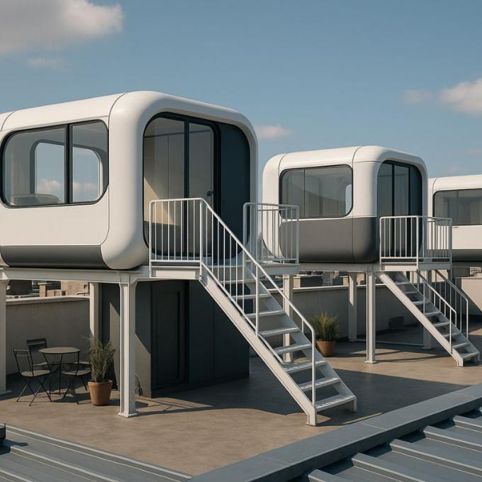 Lüks yatak odası oturma odası Modern Prefab Akıllı Küçük Uzay Kapsülü Mobil Modüler Konteyner Kapsül Evi Otel 17