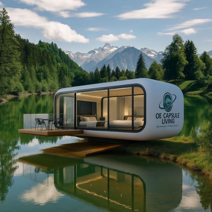 Lüks yatak odası oturma odası Modern Prefab Akıllı Küçük Uzay Kapsülü Mobil Modüler Konteyner Kapsül Evi Otel 18