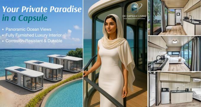 Lüks yatak odası oturma odası Modern Prefab Akıllı Küçük Uzay Kapsülü Mobil Modüler Konteyner Kapsül Evi Otel 24