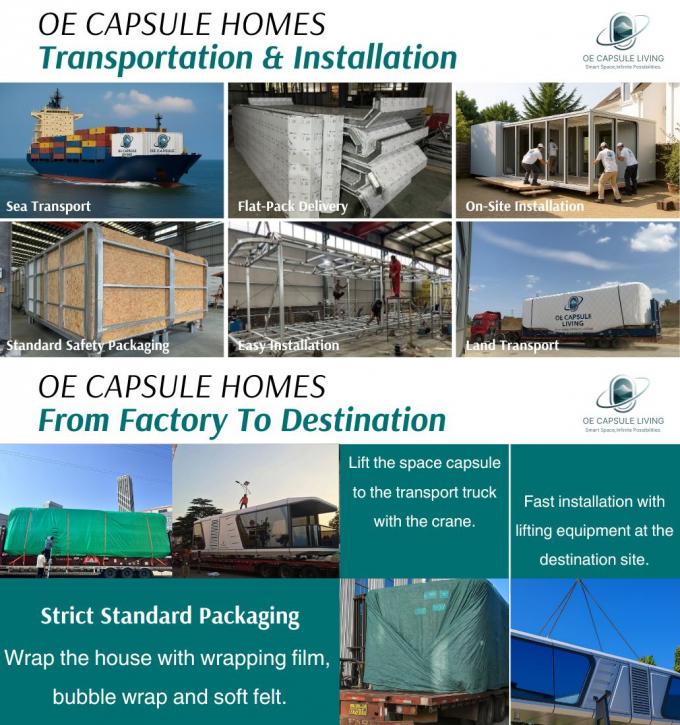 Lüks yatak odası oturma odası Modern Prefab Akıllı Küçük Uzay Kapsülü Mobil Modüler Konteyner Kapsül Evi Otel 28