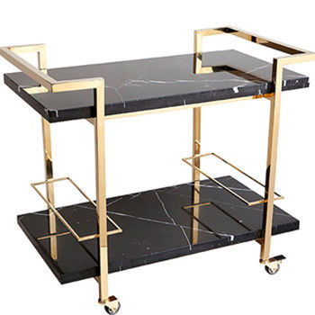 Marble Top İçkiler Trolley Siyah Trolley Rattan Bar Araba