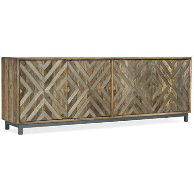 Cam Kapılarla Özel Ahşap Mutfak Sideboard Medya Konsolu