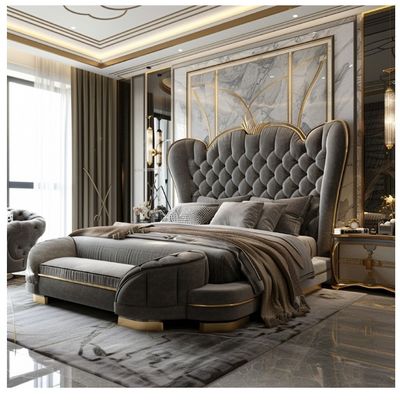 Salon Modern Deri Master Yatak Çift Yatak Katı Ahşap Depolama İtalyan Deri Yatak Çerçevi Ev Otel Daire Mobilyaları