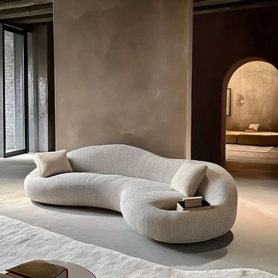 Modern Minimalist Lüks Ahşap Kanepe Set Yarım Daire Tasarımcı Yuvarlak Eğri Kanepe Yemek İçin Yaşama Atölyesi