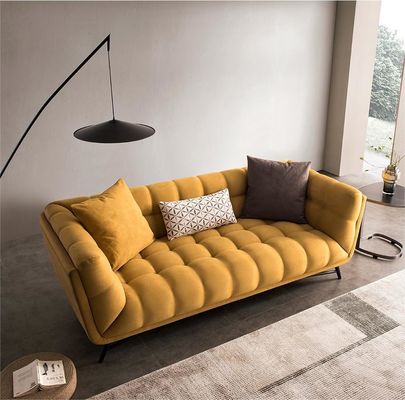 Tufted Bölümlü Sevgi Koltuğu Yatak Kanepe Yatak Çek Açık Sarı Kadife