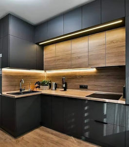 Köşe Mutfak MDF Dolaplar Pantry Beyaz Siyah Modüler