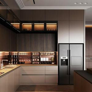 Acrylic Montajlı Mutfak Dolapları Mobilya Katı MDF Ahşap