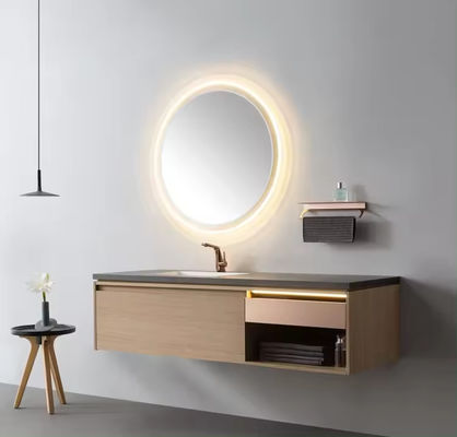 Dikdörtgen Ahşap Banyo Vanity Lavabo Birimi 18 Inch Kompakt Tasarım