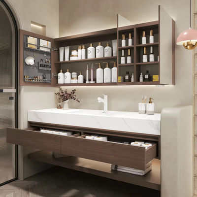 MDF Tahta ahşap Banyo Lavabo Dolabı Birim Gümüş Ayna