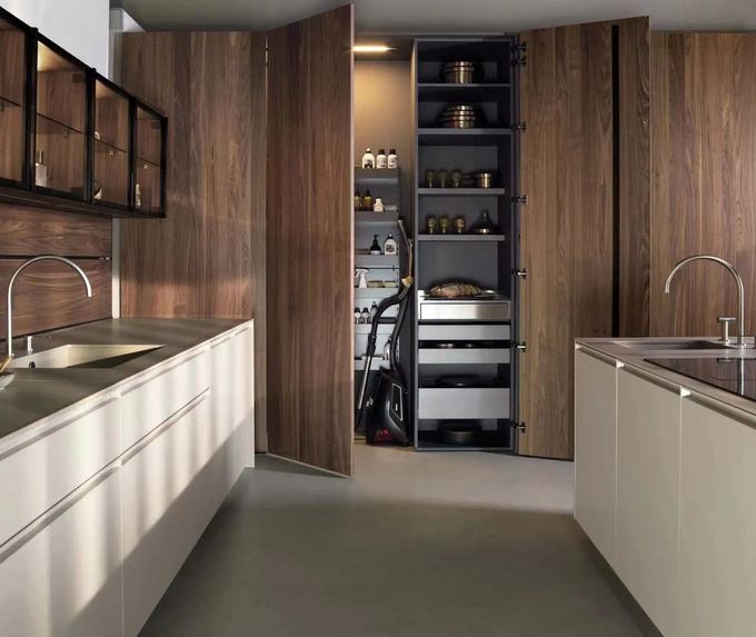 Özel Mutfak Alder Ahşap Dolaplar Modern Ev İçin Pantry Set 0